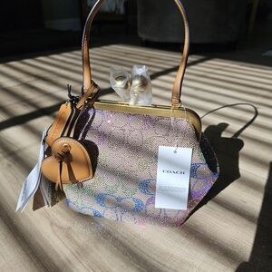 Crystal Signature Jacquard Kisslock Frame Bag 16